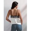image:imageMakeMeChic Womens Satin Lace Camisole Top V Neck Sleeveless Going Out Party Tank TopsBlack and White