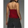image:imageMakeMeChic Womens Satin Lace Camisole Top V Neck Sleeveless Going Out Party Tank TopsBurgundy