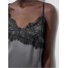 image:imageMakeMeChic Womens Satin Lace Camisole Top V Neck Sleeveless Going Out Party Tank TopsDark Grey