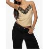 image:imageMakeMeChic Womens Satin Lace Camisole Top V Neck Sleeveless Going Out Party Tank TopsKhaki