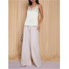 image:imageMakeMeChic Womens Satin Lace Camisole Top V Neck Sleeveless Going Out Party Tank TopsMulticolor