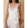 image:imageMakeMeChic Womens Satin Lace Camisole Top V Neck Sleeveless Going Out Party Tank TopsMulticolor