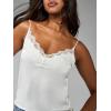 image:imageMakeMeChic Womens Satin Lace Camisole Top V Neck Sleeveless Going Out Party Tank TopsWhite