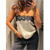 image:imageMakeMeChic Womens Satin Lace Tops Summer Sleeveless Spaghetti Strap Camisole Elegant Tank TopsApricot