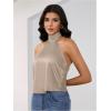 image:imageMakeMeChic Womens Satin Silk Backless Halter Tops High Neck Sleeveless Camisole Summer Classy Going Out TopApricot a