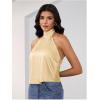 image:imageMakeMeChic Womens Satin Silk Backless Halter Tops High Neck Sleeveless Camisole Summer Classy Going Out TopBeige
