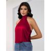 image:imageMakeMeChic Womens Satin Silk Backless Halter Tops High Neck Sleeveless Camisole Summer Classy Going Out TopBurgundy
