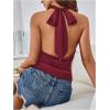 image:imageMakeMeChic Womens Satin Silk Backless Halter Tops High Neck Sleeveless Camisole Summer Classy Going Out TopBurgundy a