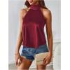 image:imageMakeMeChic Womens Satin Silk Backless Halter Tops High Neck Sleeveless Camisole Summer Classy Going Out TopBurgundy a