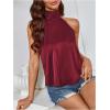 image:imageMakeMeChic Womens Satin Silk Backless Halter Tops High Neck Sleeveless Camisole Summer Classy Going Out TopBurgundy a