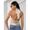image:imageMakeMeChic Womens Satin Silk Backless Halter Tops High Neck Sleeveless Camisole Summer Classy Going Out TopChampagne