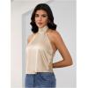 image:imageMakeMeChic Womens Satin Silk Backless Halter Tops High Neck Sleeveless Camisole Summer Classy Going Out TopChampagne