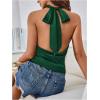 image:imageMakeMeChic Womens Satin Silk Backless Halter Tops High Neck Sleeveless Camisole Summer Classy Going Out TopDark Green a