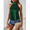 image:imageMakeMeChic Womens Satin Silk Backless Halter Tops High Neck Sleeveless Camisole Summer Classy Going Out TopDark Green a
