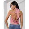 image:imageMakeMeChic Womens Satin Silk Backless Halter Tops High Neck Sleeveless Camisole Summer Classy Going Out TopDusty Pink a