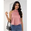 image:imageMakeMeChic Womens Satin Silk Backless Halter Tops High Neck Sleeveless Camisole Summer Classy Going Out TopDusty Pink a
