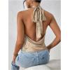 image:imageMakeMeChic Womens Satin Silk Backless Halter Tops High Neck Sleeveless Camisole Summer Classy Going Out TopGold