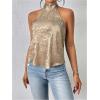 image:imageMakeMeChic Womens Satin Silk Backless Halter Tops High Neck Sleeveless Camisole Summer Classy Going Out TopGold