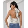 image:imageMakeMeChic Womens Satin Silk Backless Halter Tops High Neck Sleeveless Camisole Summer Classy Going Out TopPolka Dots Apricot