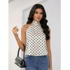 image:imageMakeMeChic Womens Satin Silk Backless Halter Tops High Neck Sleeveless Camisole Summer Classy Going Out TopPolka Dots Apricot