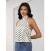 image:imageMakeMeChic Womens Satin Silk Backless Halter Tops High Neck Sleeveless Camisole Summer Classy Going Out TopPolka Dots Apricot
