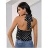 image:imageMakeMeChic Womens Satin Silk Backless Halter Tops High Neck Sleeveless Camisole Summer Classy Going Out TopPolka Dots Black