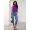 image:imageMakeMeChic Womens Satin Silk Backless Halter Tops High Neck Sleeveless Camisole Summer Classy Going Out TopPurple
