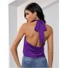 image:imageMakeMeChic Womens Satin Silk Backless Halter Tops High Neck Sleeveless Camisole Summer Classy Going Out TopPurple
