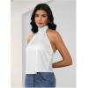 image:imageMakeMeChic Womens Satin Silk Backless Halter Tops High Neck Sleeveless Camisole Summer Classy Going Out TopWhite