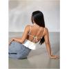 image:imageMakeMeChic Womens Satin Silk Cheetah Print Tank Top Tie Open Back Going Out Crop TopsApricot