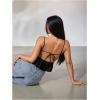 image:imageMakeMeChic Womens Satin Silk Cheetah Print Tank Top Tie Open Back Going Out Crop TopsBlack