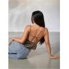 image:imageMakeMeChic Womens Satin Silk Cheetah Print Tank Top Tie Open Back Going Out Crop TopsBrown
