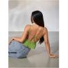 image:imageMakeMeChic Womens Satin Silk Cheetah Print Tank Top Tie Open Back Going Out Crop TopsLime Green