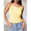 image:imageMakeMeChic Womens Satin Silk Cheetah Print Tank Top Tie Open Back Going Out Crop TopsYellow
