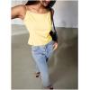 image:imageMakeMeChic Womens Satin Silk Cheetah Print Tank Top Tie Open Back Going Out Crop TopsYellow