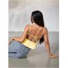image:imageMakeMeChic Womens Satin Silk Cheetah Print Tank Top Tie Open Back Going Out Crop TopsYellow