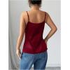 image:imageMakeMeChic Womens Satin Silk Lace Camisole Top Draped Front Spaghetti Strap Sleeveless Cami TopBurgundy