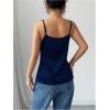 image:imageMakeMeChic Womens Satin Silk Lace Camisole Top Draped Front Spaghetti Strap Sleeveless Cami TopRoyal Blue
