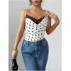 image:imageMakeMeChic Womens Satin Silk Lace Camisole Top Draped Front Spaghetti Strap Sleeveless Cami TopWhite
