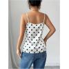 image:imageMakeMeChic Womens Satin Silk Lace Camisole Top Draped Front Spaghetti Strap Sleeveless Cami TopWhite