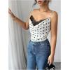 image:imageMakeMeChic Womens Satin Silk Lace Camisole Top Draped Front Spaghetti Strap Sleeveless Cami TopWhite