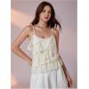 image:imageMakeMeChic Womens Sequin Camisole Tops Sparkly Ruffle Tiered Layer Asymmetrical Crop TopApricot