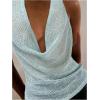 image:imageMakeMeChic Womens Sequin Cowl Neck Backless Halter TopBlue