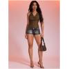 image:imageMakeMeChic Womens Sequin Cowl Neck Backless Halter TopUpgraded V Neck Brwon