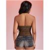 image:imageMakeMeChic Womens Sequin Cowl Neck Backless Halter TopUpgraded V Neck Brwon