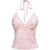 image:imageMakeMeChic Womens Sequin Halter Sparkly Top Y2k 3D Butterfly Crop Tops Glitter Cami TopsPink