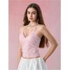image:imageMakeMeChic Womens Sequin Halter Sparkly Top Y2k 3D Butterfly Crop Tops Glitter Cami TopsPink