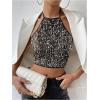 image:imageMakeMeChic Womens Sequin Halter Top Sparkly Tie Open Back Party Club Crop TopsBlack