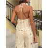 image:imageMakeMeChic Womens Sequin Halter Top Tie Open Back Y2K Club Sleeveless Babydoll TopsApricot