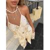 image:imageMakeMeChic Womens Sequin Halter Top Tie Open Back Y2K Club Sleeveless Babydoll TopsApricot